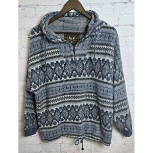 Vintage French Country Express 1/4 Zip Hoodie Pullover Men’s Sm Fleece Aztec 90s